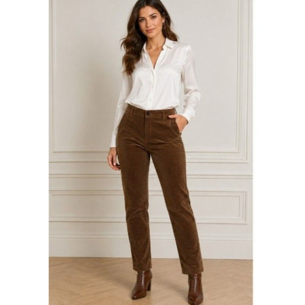 Mason's Forte Dei Marmi Brown Micro Pattern Velvet Pants Size US 10 Straight Leg
